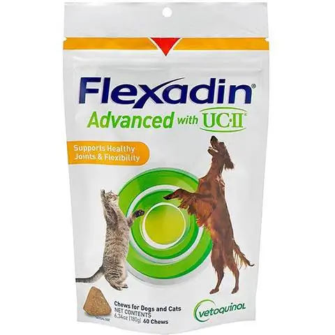 Vetoquinol Flexadin Advanced na may UCII Soft Chews Joint Supplement para sa Mga Aso at Pusa