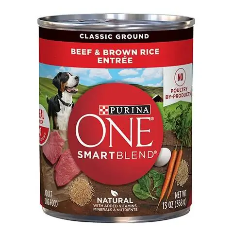 Purina One SmartBlend שימורים של בשר בקר טחון ואורז חום קלאסי