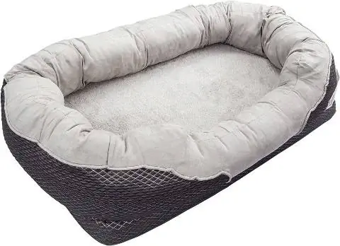 BarksBar Snuggly Sleeper Orthopedic Bolster κρεβάτι σκύλου με αφαιρούμενο κάλυμμα, γκρι