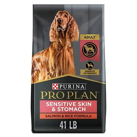 Purina Pro Plan Alimenti secchi per cani con formula di salmone e riso per pelli sensibili e stomaco per adulti