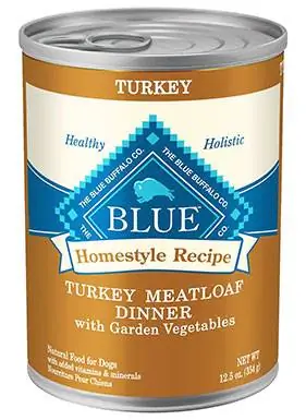 Blue Buffalo Homestyle Recipe Turkey Meatloaf Dinner dengan Garden Vegetables Canned Dog Food