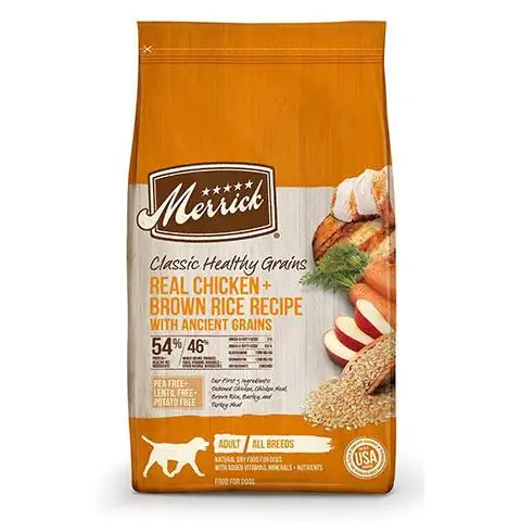 Merrick Classic He althy Grains-Rezept mit echtem Hühnchen und braunem Reis mit Urgetreide