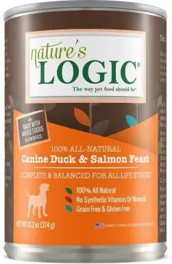 Cibo per cani in scatola Nature's Logic Canine Duck & Salmon Feast