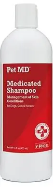 Shampooing médicamenteux antiseptique et antifongique Pet MD pour chiens, chats et chevaux