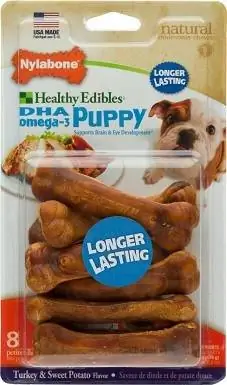 Nylabone He althy Edibles Longer Lasting Puppy Turkey & Sweet Potato Flavour Dog Bone Treats