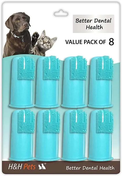 Pacote de 8 escovas de dentes padrão para cães e gatos H&H Pets