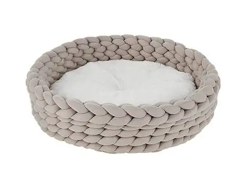 Whisker City Grey Braided Basket Cat Bed