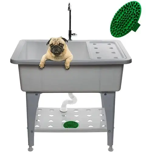 Scout + Boone Pet Bathing Station Table Stand at Shower w_Removable Shelf