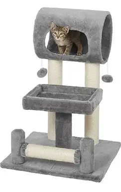 Frisco 28-in Faux Fur Cat Tree & Condo. فريسكو 28-في فو الفراء كات تري آند كوندو