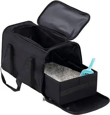 Petleader Collapsible Portable Cat Litter Box Black