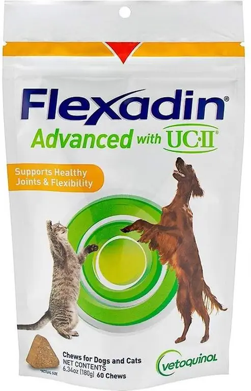 Vetoquinol Flexadin Advanced พร้อมอาหารเสริมข้อต่อ UCII Soft Chews