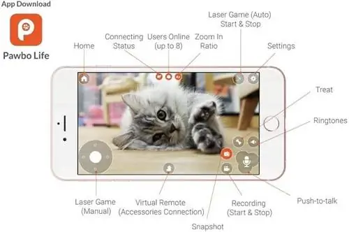 Pawbo Life Pet Camera қолданбасының пайдаланушы интерфейсі