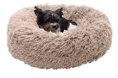 FurHaven Calming Cuddler Donut Bolster hondenbed met lange vacht