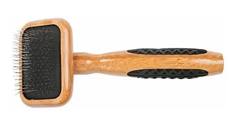 Pincéis Bass Dematting Slicker Style Dog & Cat Brush, Bamboo-Dark Finish