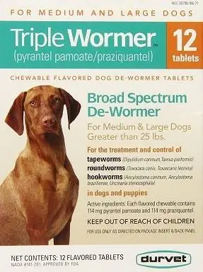 Triple Medium thiab Loj Dog Wormer