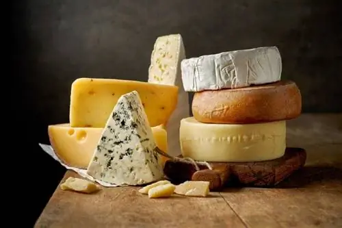 divers types de fromages sur une table en bois rustique