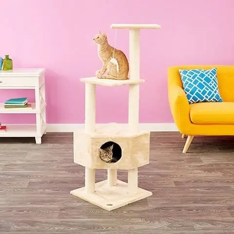 Go Pet Club 51 inç Taklit Kürk Kedi Ağacı ve Daire