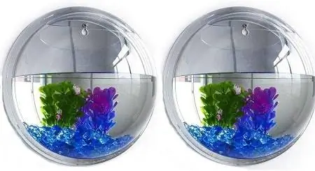 6GREENWISH 2Pack 5.9'' Wandmontage Helder Acryl Rond Aquarium