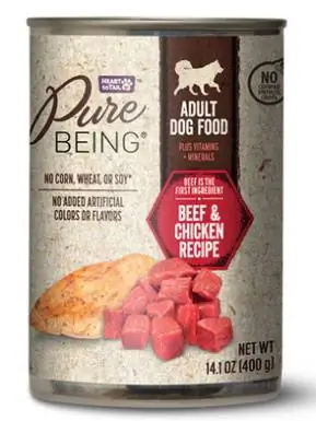 Rețetă de mâncare umedă pentru câini Aldi Pure Being Beef & Chicken