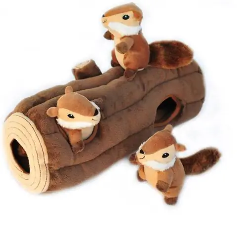 ZippyPaws Burrow Piepend Hide & Seek pluche hondenspeelgoed, boomstammen en eekhoorns