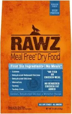 Συνταγή Rawz Dry Dog Food Salmon, Αφυδατωμένο κοτόπουλο Whitefish