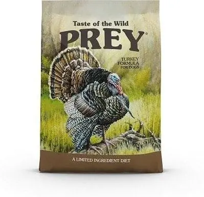 3Taste of the Wild PREY Turkey Formula ar ierobežotu sastāvdaļu recepti Sausā suņu barība