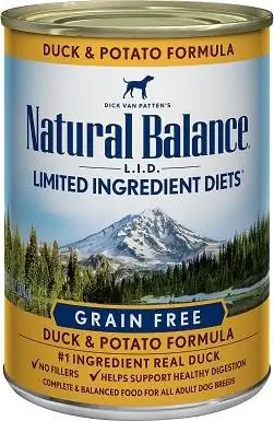 8 Natural Balance L. I. D. Dietes d'ingredients limitats Fórmula d'ànec i patata sense cereals