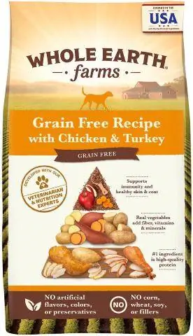 Whole Earth Farms Ayam & Kalkun Bebas Gandum Resep Makanan Anjing Kering