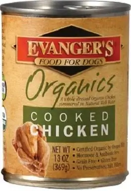 5Evanger's Organics Makanan Anjing Kaleng Ayam Tanpa Gandum Dimasak