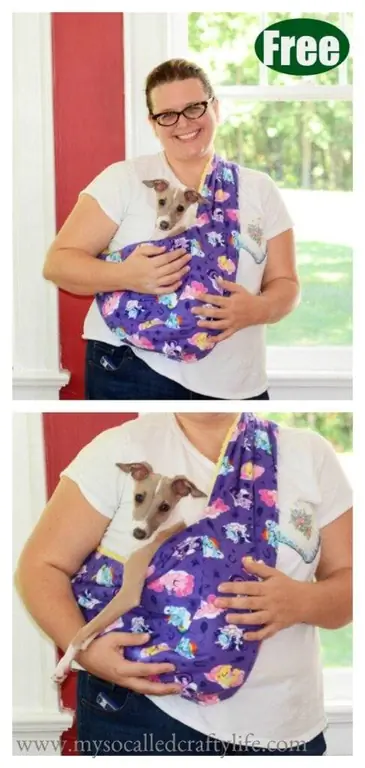 DIY Dog Sling Carrier Bezmaksas šūšanas raksts