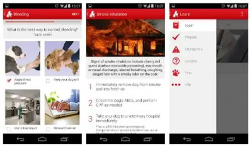 „Android“programa „Pet First Aid“.