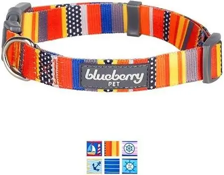 1. Ошейник для собак из полиэстера с морскими принтами Blueberry Pet.