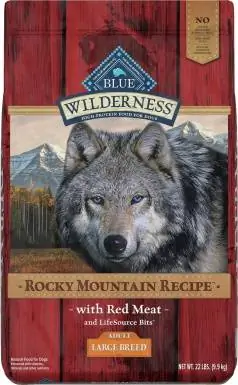 Blue Buffalo Wilderness Rocky Mountain Recipe с червено месо Беззърнена суха храна за кучета от големи породи